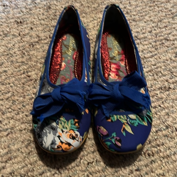 Irregular Choice Floral Blue Flats with Bow - Picture 2 of 5